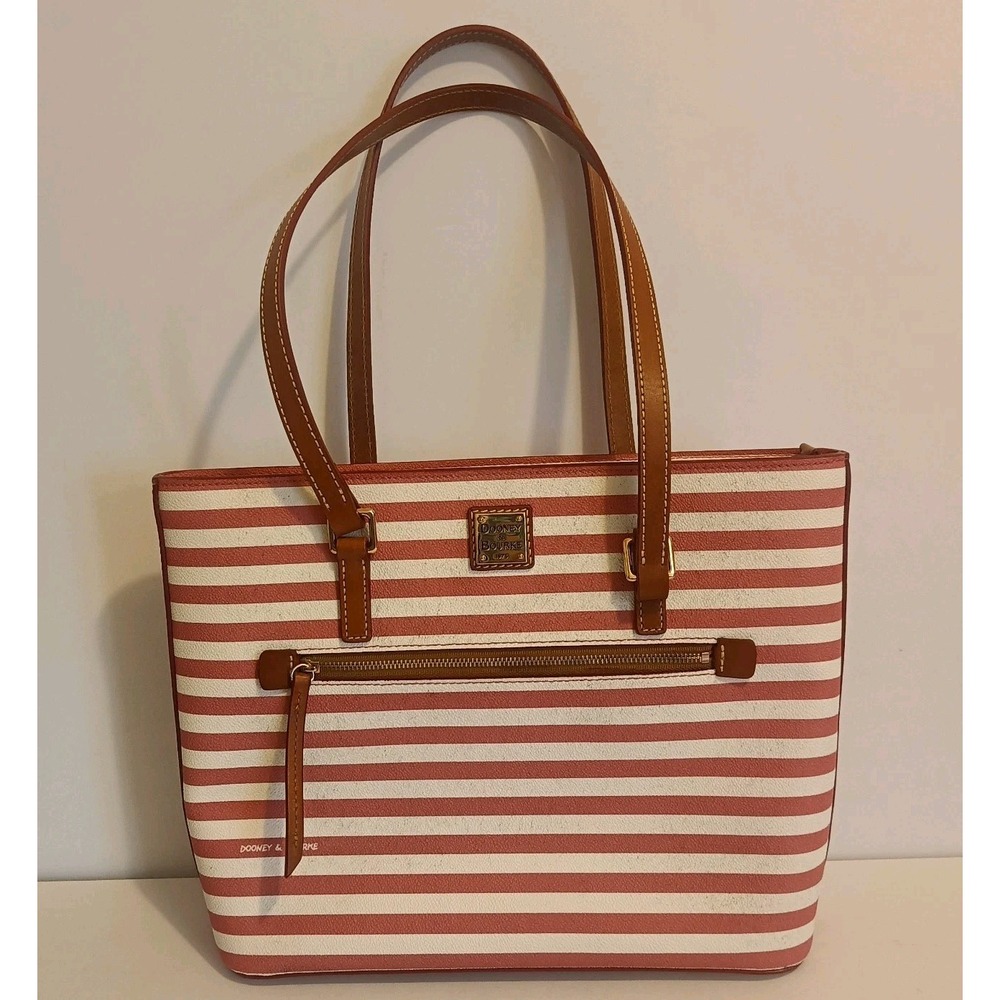 Dooney‎ & Bourke Sullivan Coated Cotton Medium Shopper Bag Watermelon White